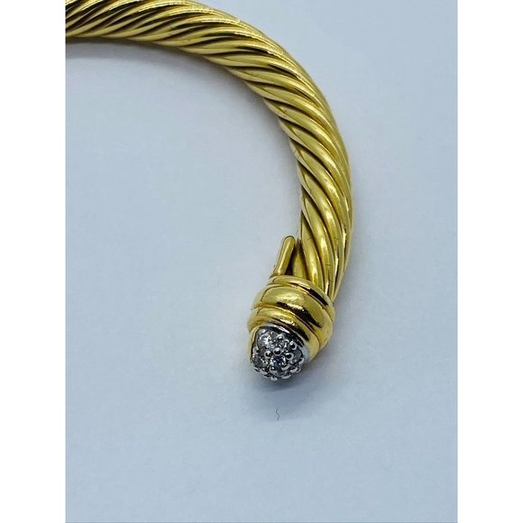 SOLD!!! DAVID YURMAN 18K YELLOW GOLD AND DIAMOND CLASSIC CABLE BANGLE - Picture 3 of 11